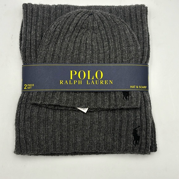 Polo Ralph Lauren Ribbed Beanie Hat and Scarf Set